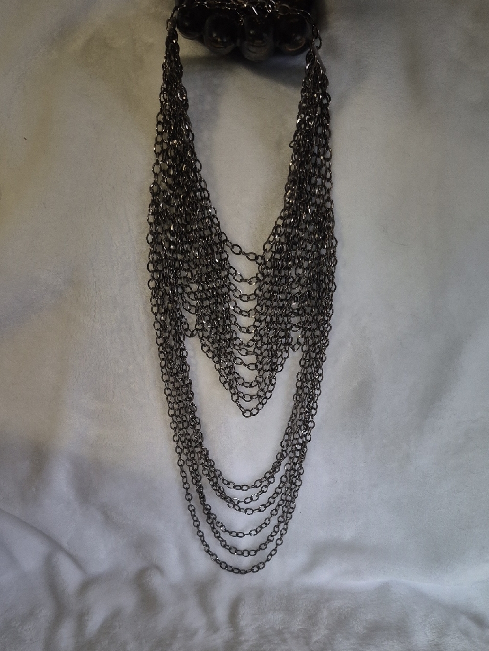 Y2K Multi-Layer Gunmetal Chain Statement Necklace - Women Jewelry